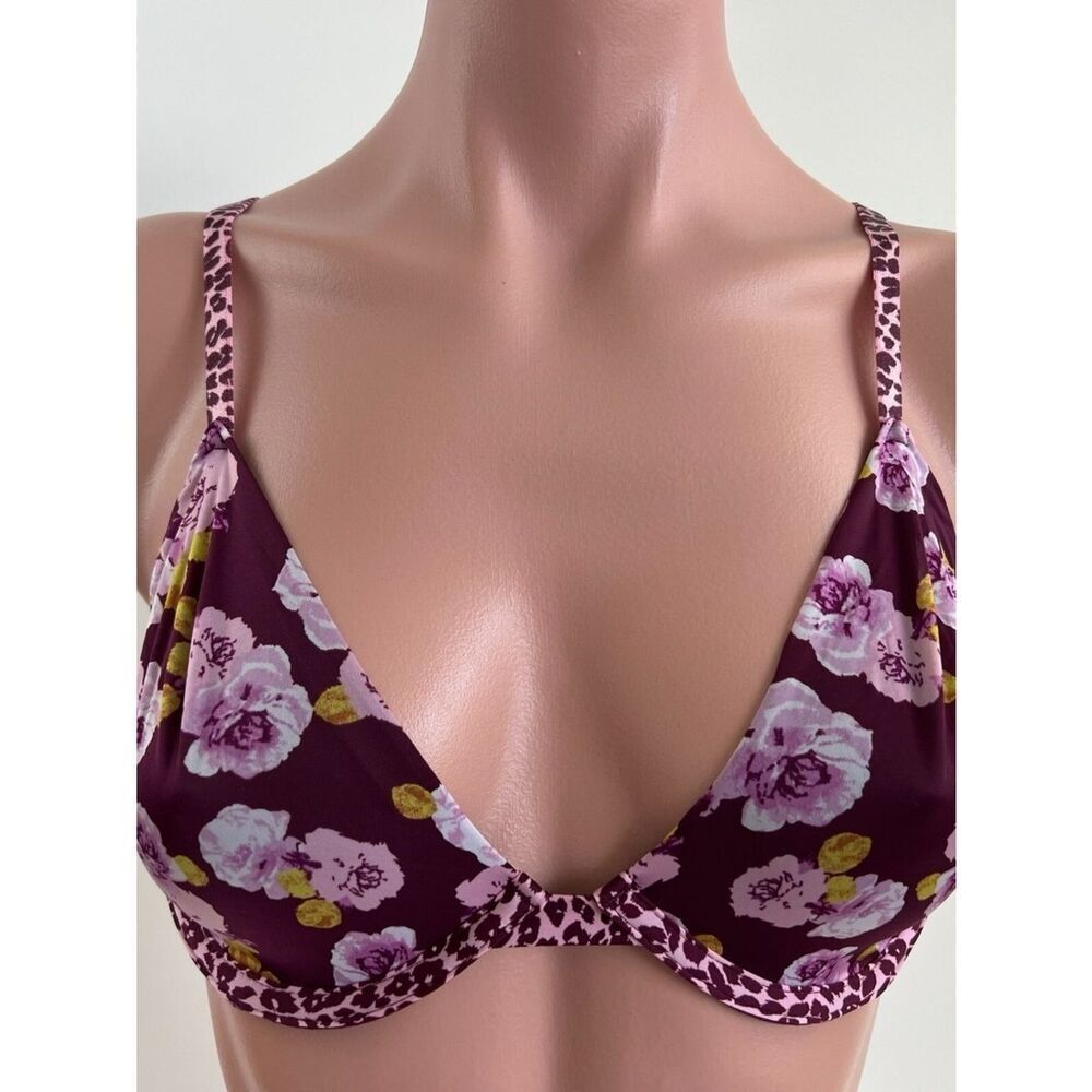 Victoria's Secret | Floral Underwire Unlined Demi Bra Burgundy | 40DD